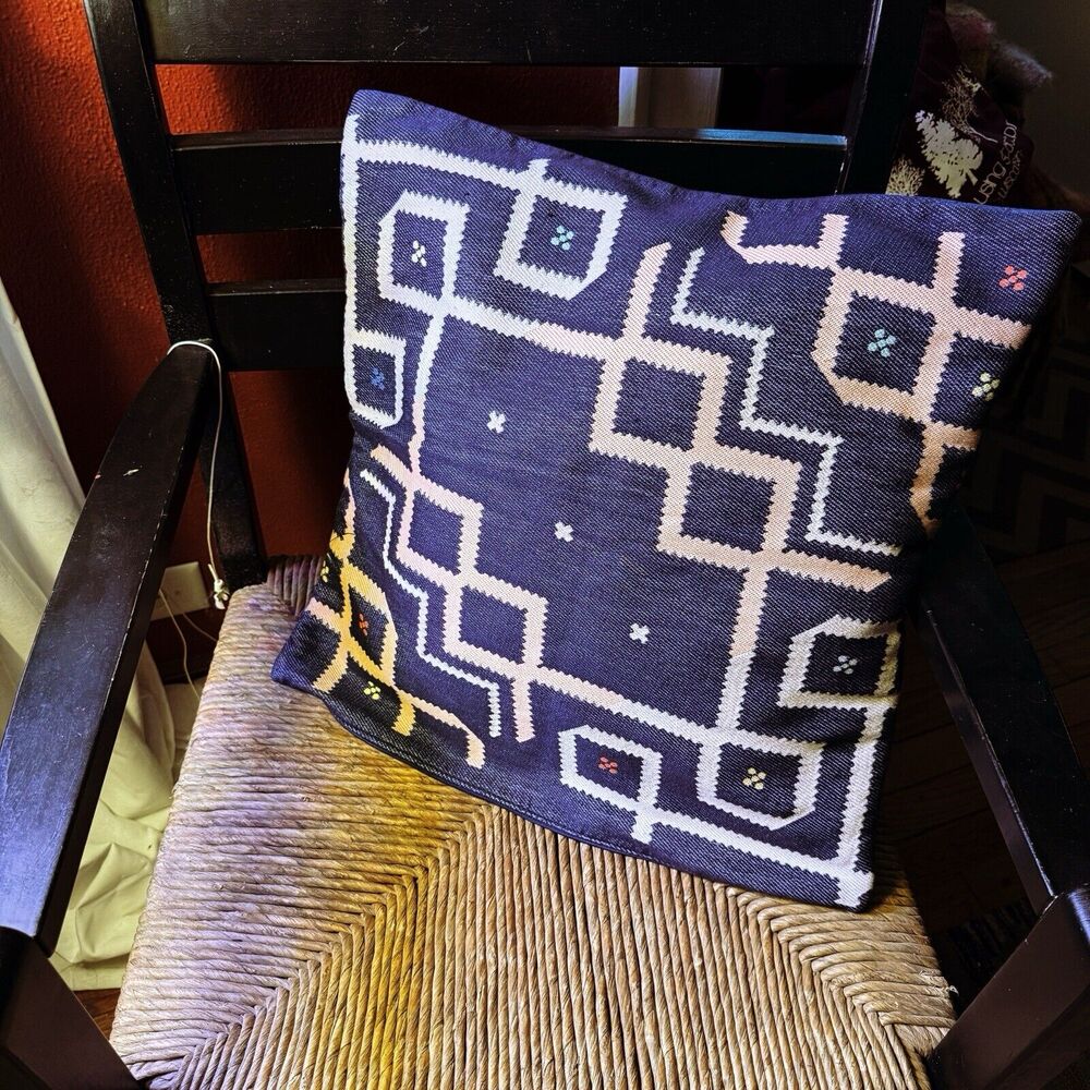 Ikea Overallt Pillow Cushionโ Cover Size:20" x 20" Blue African Design Zipped